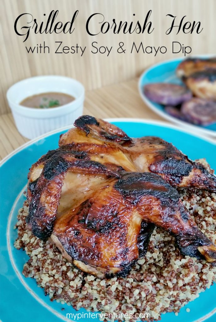 Grilled Cornish Hen with Zesty Soy & Mayo Dip
