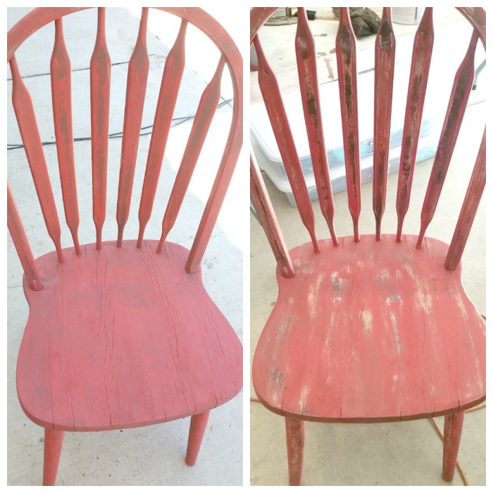 Red weathered chair