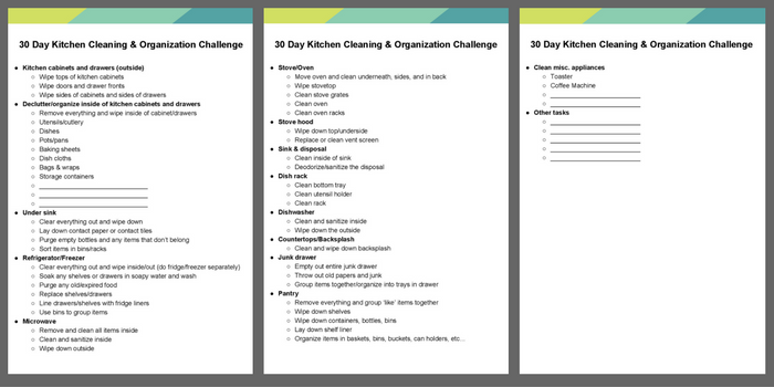 30 Day Kitchen Cleaning & Organization Challenge