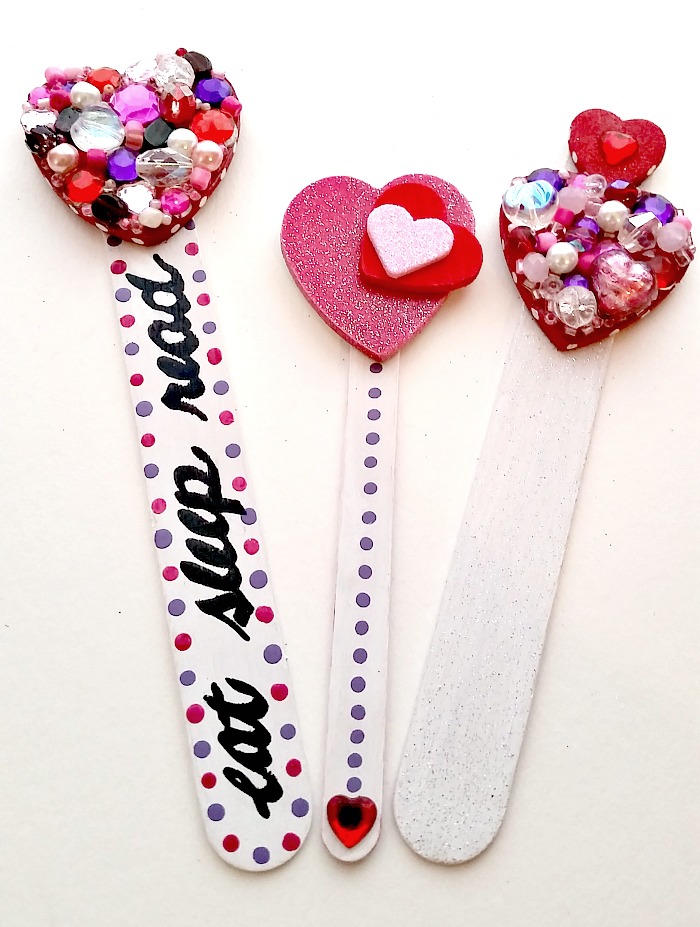 Valentine's gift for the book lover - wood heart popsicle stick bookmarkers