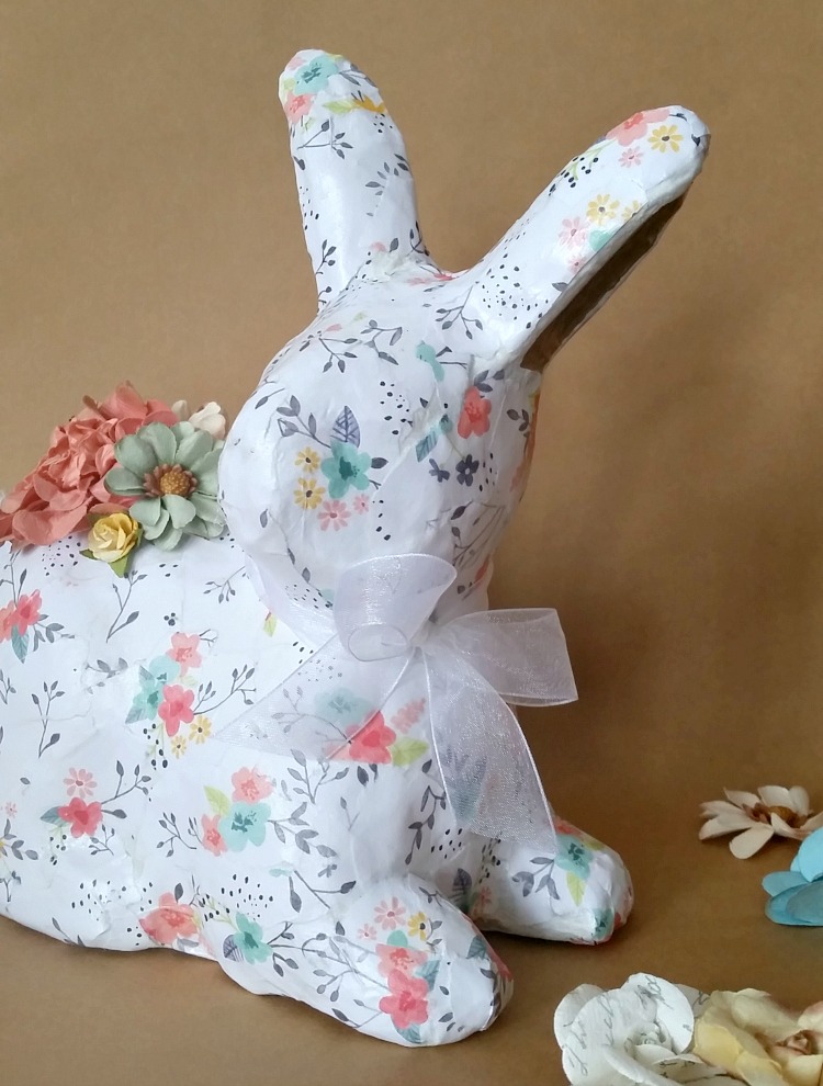 Floral Decoupage Spring Bunny side