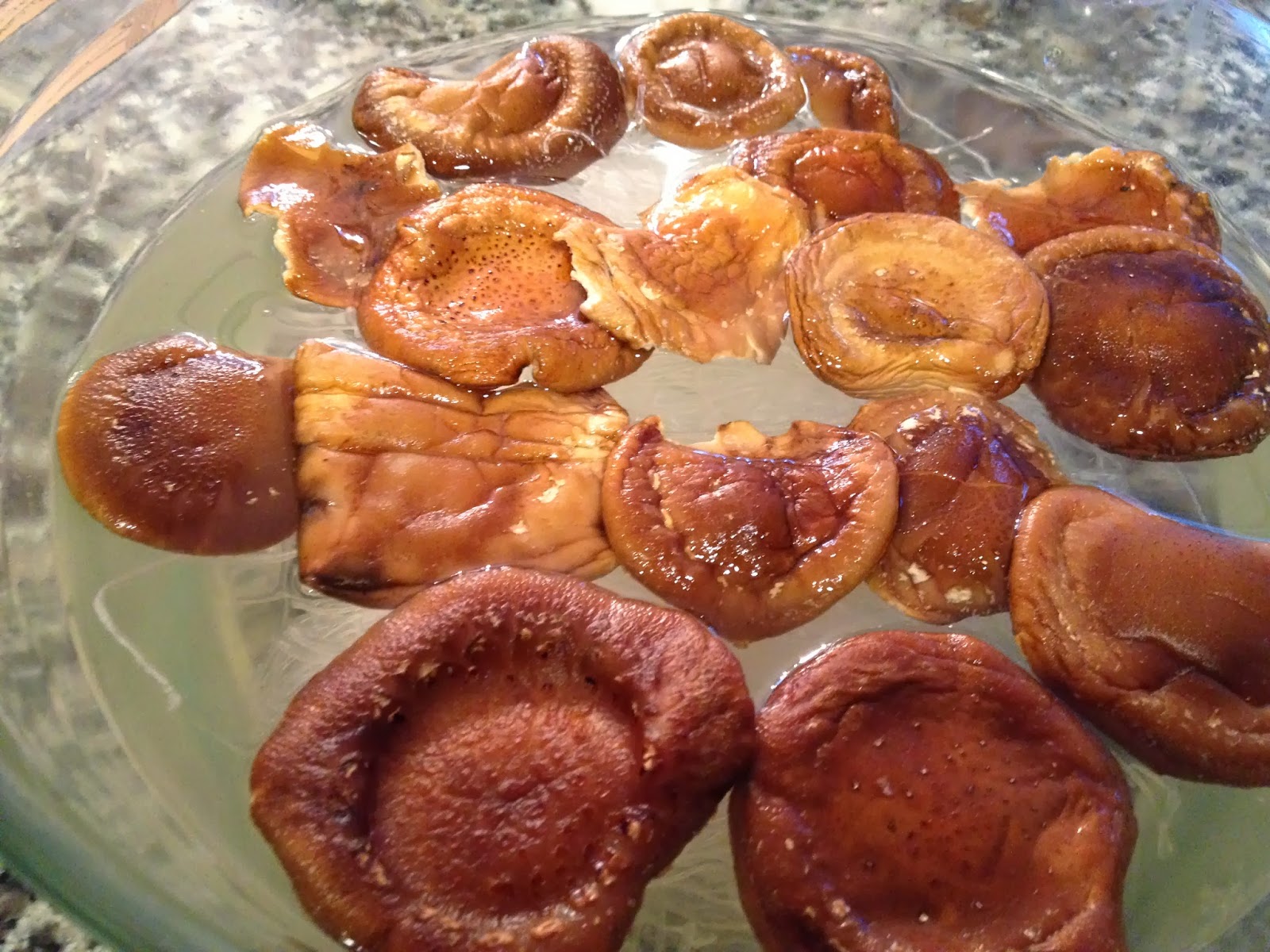 Soak shiitake mushrooms and bean thread noodles