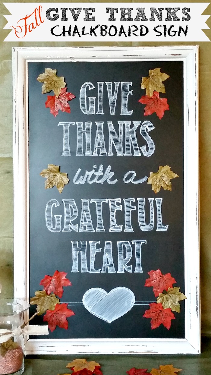 Fall Give Thanks Chalkboard Sign