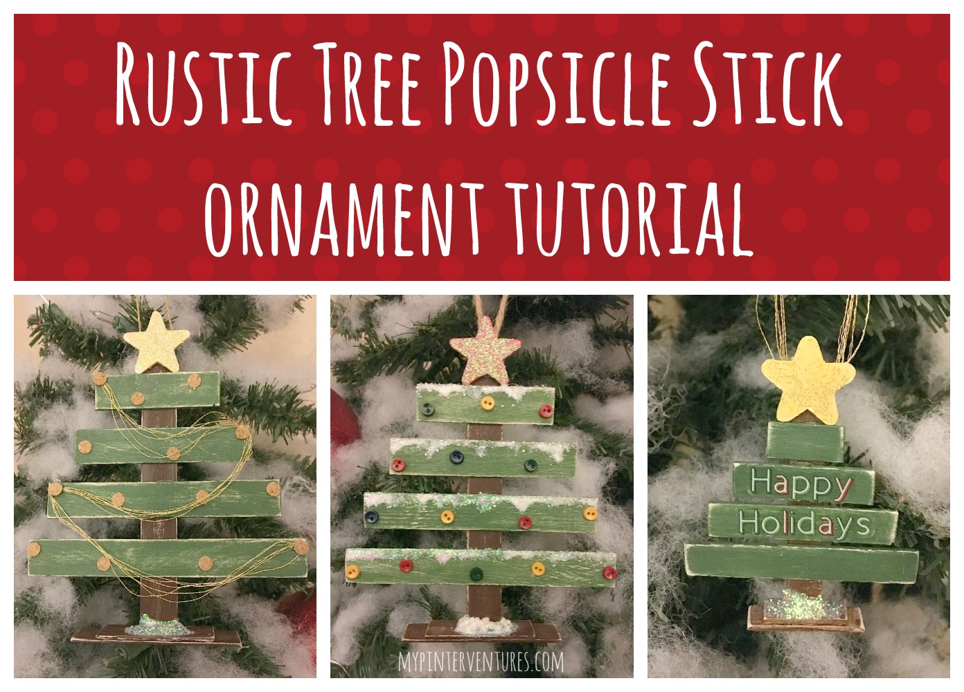 Rustic Tree Popsicle Stick Ornament Tutorial