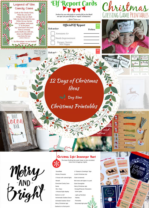 12 Days of Christmas Printables - party games, tags, and art printables.