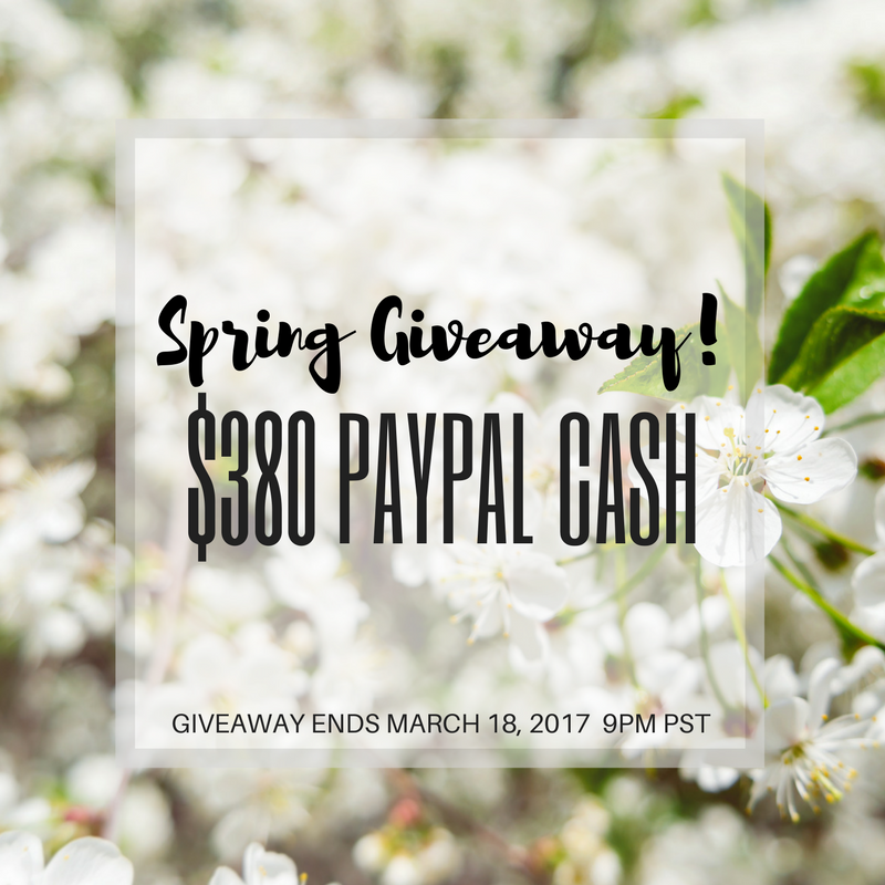 Spring Giveaway! – Enter to Win $380 Paypal Cash