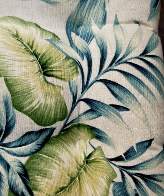 Tropical craft room pillow pattern closeup