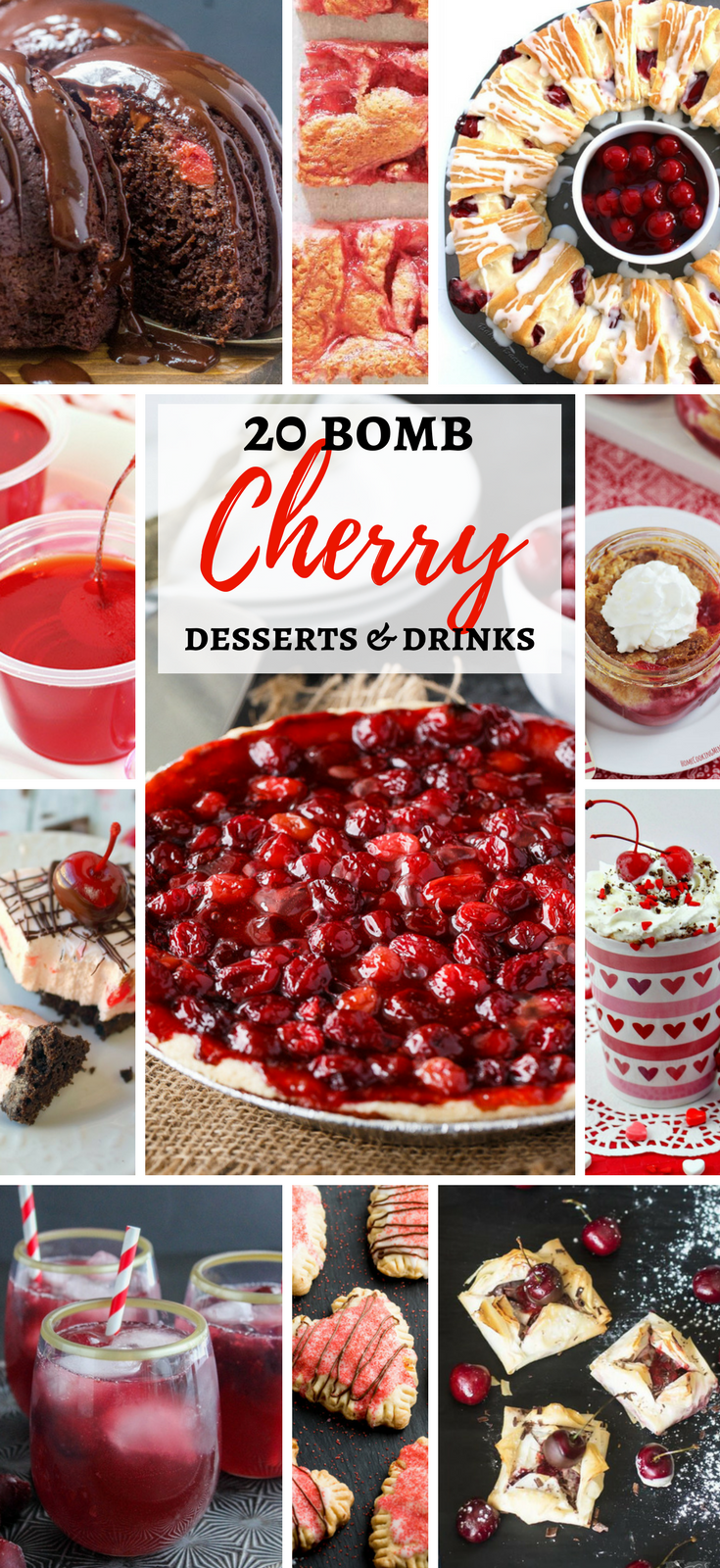 20 Bomb Cherry Desserts and Drinks - cherry pies, cakes, bread, drinks and more! #cherrydesserts
