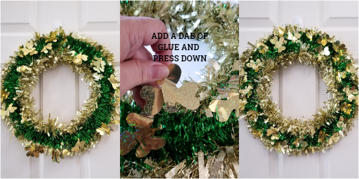 Dollar Tree St. Patrick's Day Garland Wreath glued together