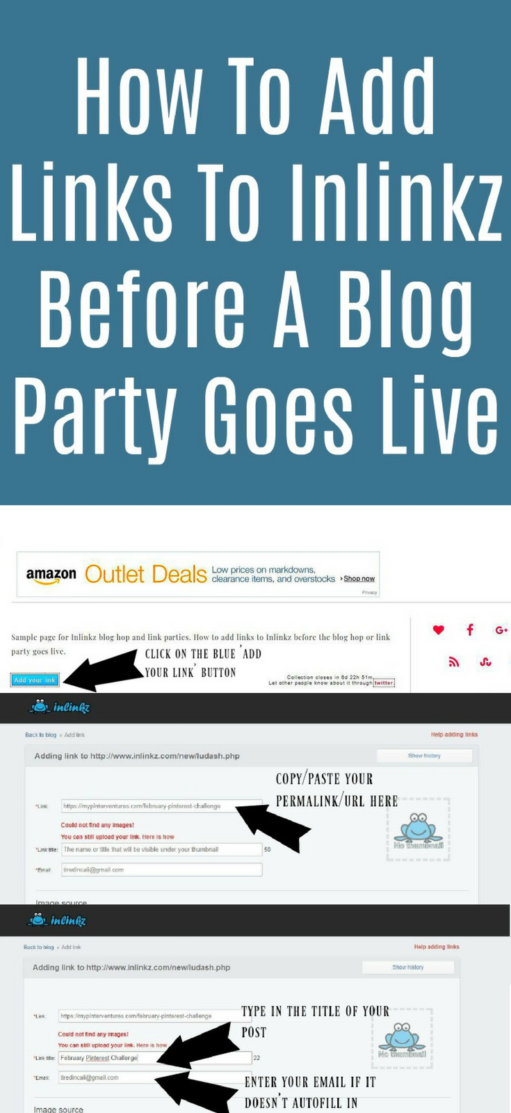 How to add links to Inlinkz before it goes live - how to add links to a blog hop or link party before it opens.