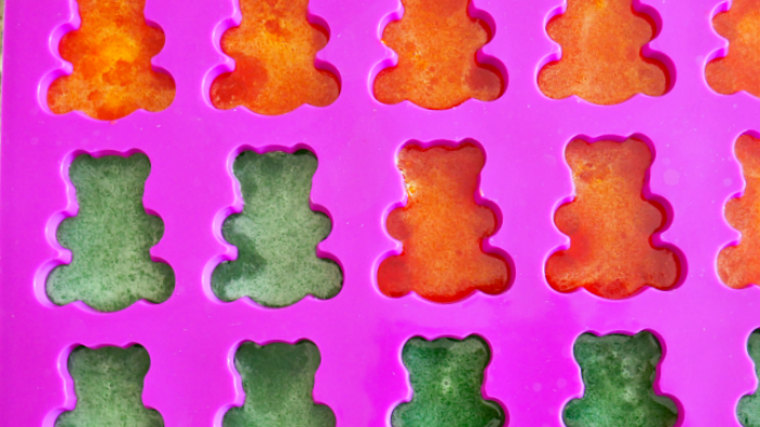 Jumbo Jello Gummy Bears in silicone mold