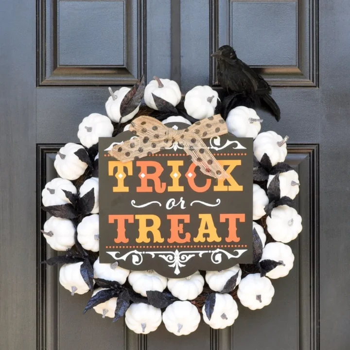 Image for White Pumpkin Wreath for Fall to Halloween