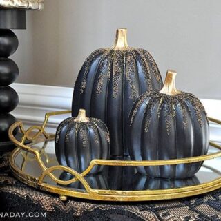 Image for Enchanted Gold and Black Beaded Pumpkins