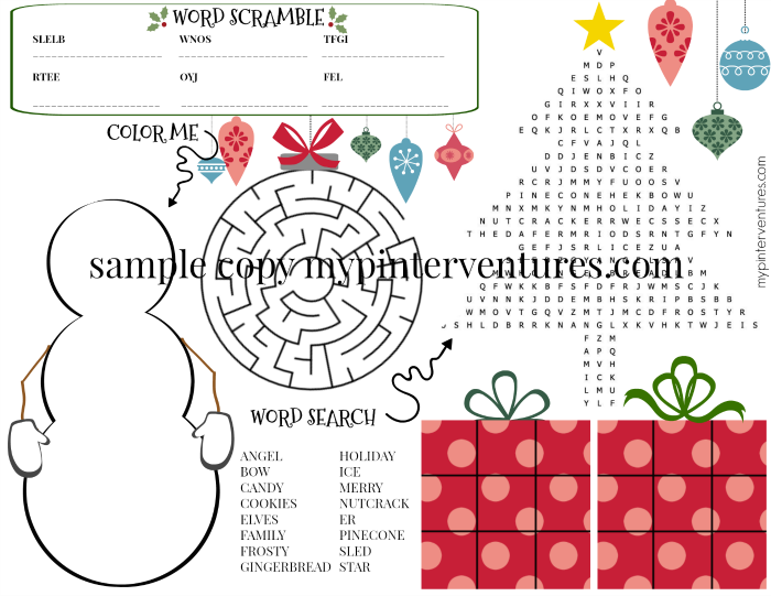 Snowman Christmas Activity Mat - elementary