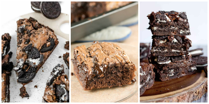 Brownie recipes- fudge Oreo brownies, caramel brownies, and stuffed Oreo brownies