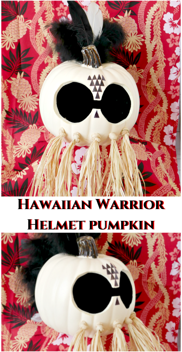 DIY Halloween Pumpkin Hawaiian Warrior Helmet