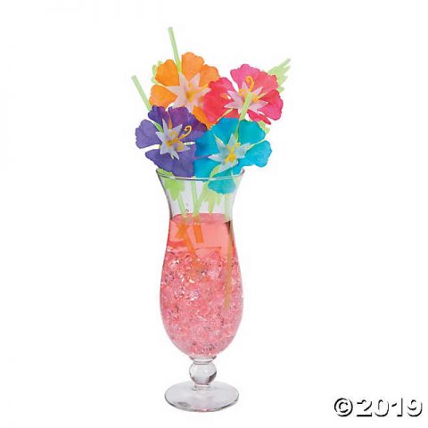 Image for Hibiscus Flower Straws | Oriental Trading