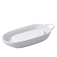 Singkasa Porcelain Grater Plate for Ginger, Garlic and Onion for kitchen, 8 inches & white
