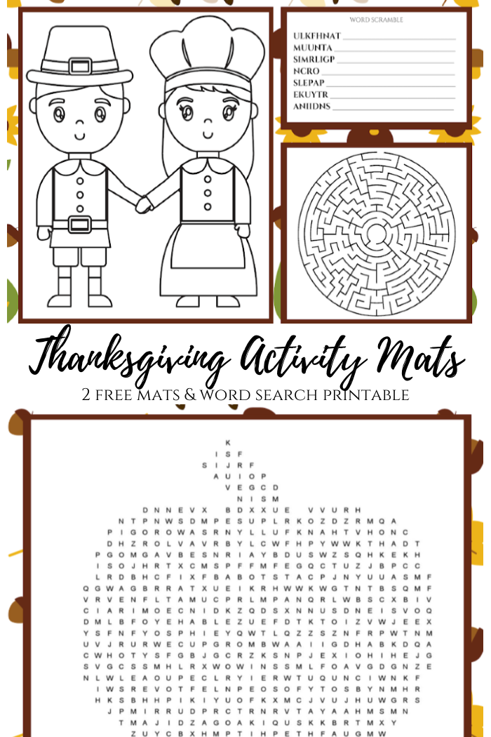 FREE printable Thanksgiving Activity Mats