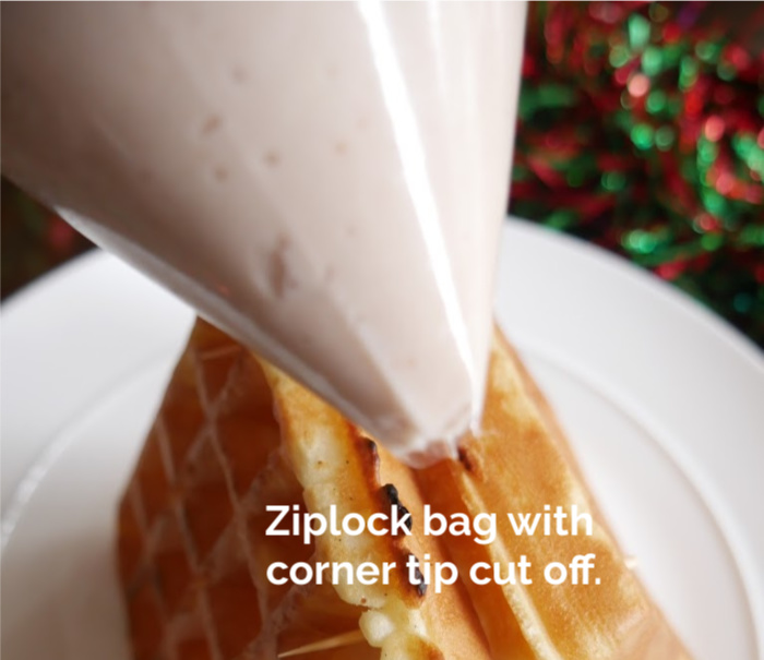 strawberry cream cheese frosting in Ziplock bag