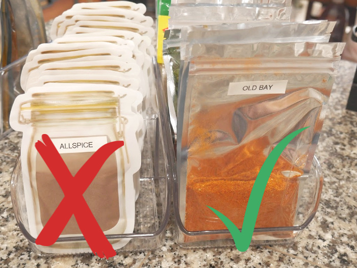 Spices stored in bags