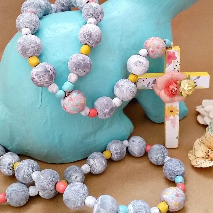 Image for Colorful Wood Painted Rosary - Thrift Store Upcycle Decor Challenge