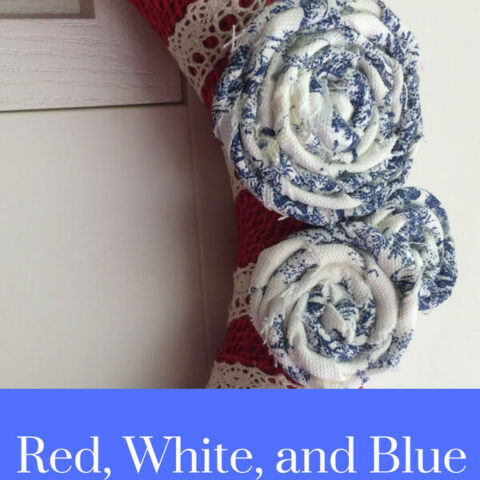 Image for Red, White, and Blue Farmhouse D�corA Patriotic Wreath TutorialDollar Store Craft Challenge