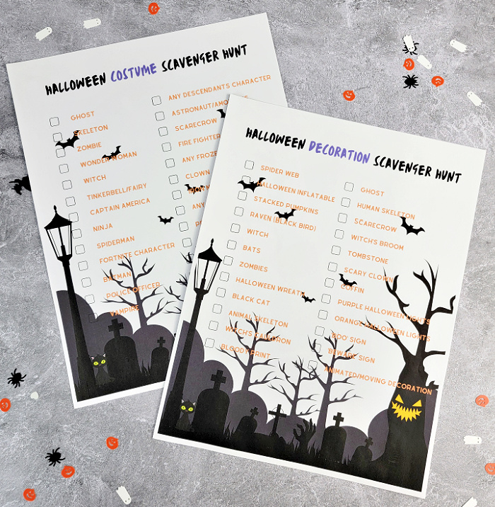 Printed Halloween Scavenger Hunt Games