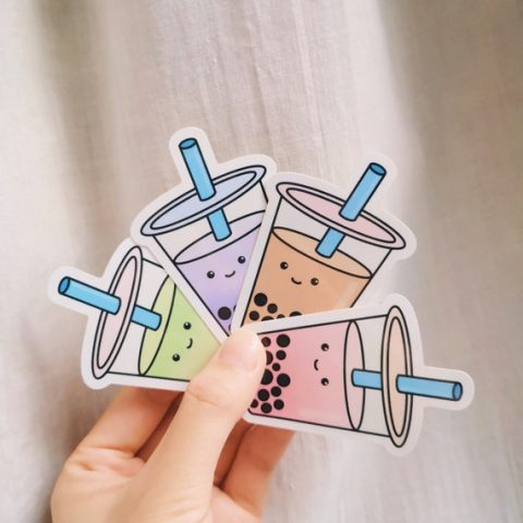 Image for Waterproof/vinyl Glossy Boba Bubble Tea Sticker Cling/decal | Etsy