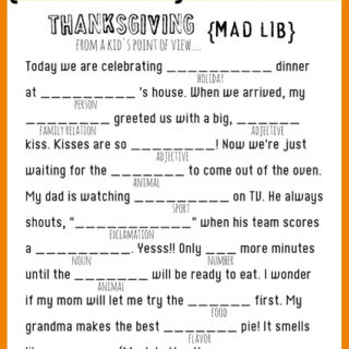 Image for Thanksgiving Mad Libs Printable - My Sister's Suitcase - Packed with Creativity