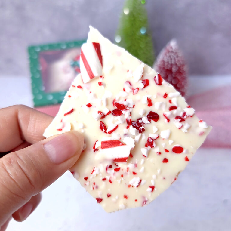 Holding simple peppermint bark