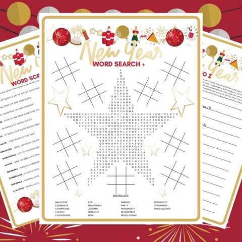 New Year's Word Search Game Printable