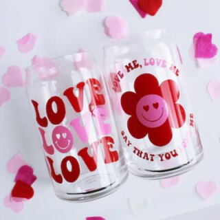 Image for Valentines Day Beer Glass Cup Iced Coffee Glass Can Beer | Etsy