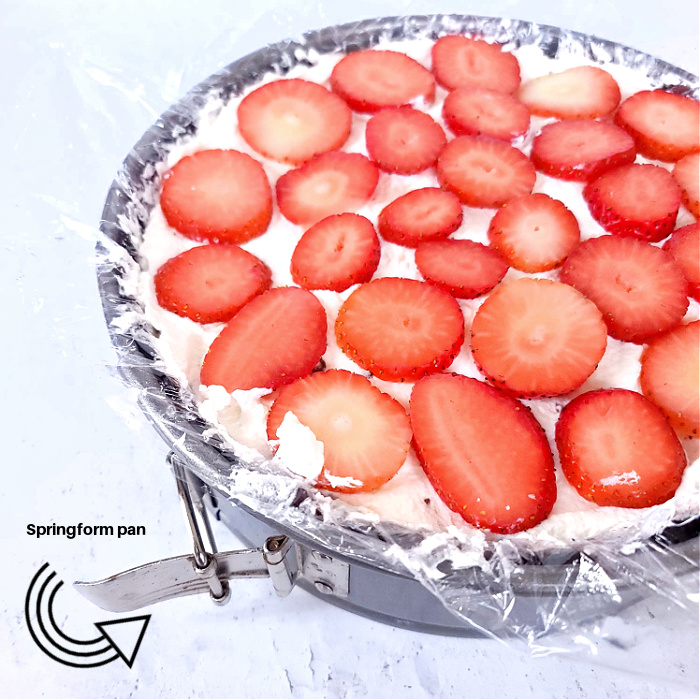 Springform pan for easy no-bake layered strawberry and chocolate cake
