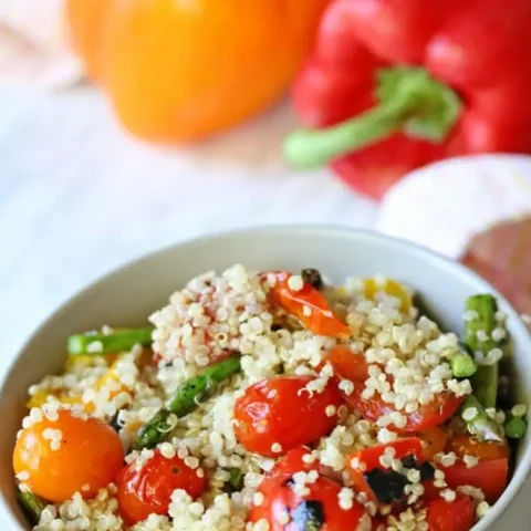 Image for Easy Grilled Veggie Quinoa Salad (gluten-free, vegan)
