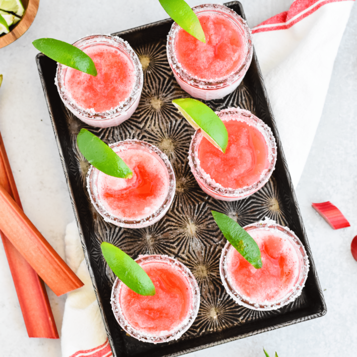 Image for Make Ahead Mason Jar Strawberry Rhubarb Frozen Margaritas