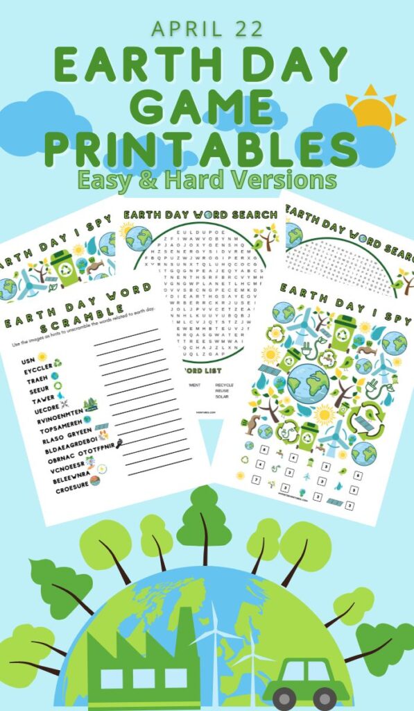 Earth Day Game Printables 2023 - Hard and Easy Versions
