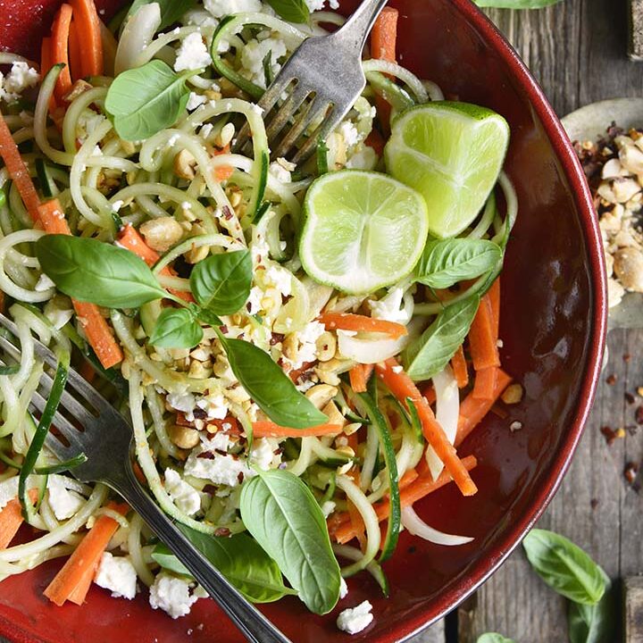 Image for Spiralized Cucumber Salad with Ginger Miso Dressing #lowcarb