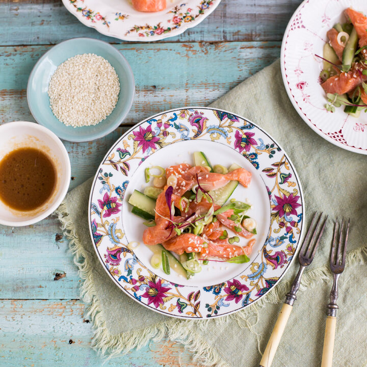 Image for Miso salmon & cucumber salad recipe