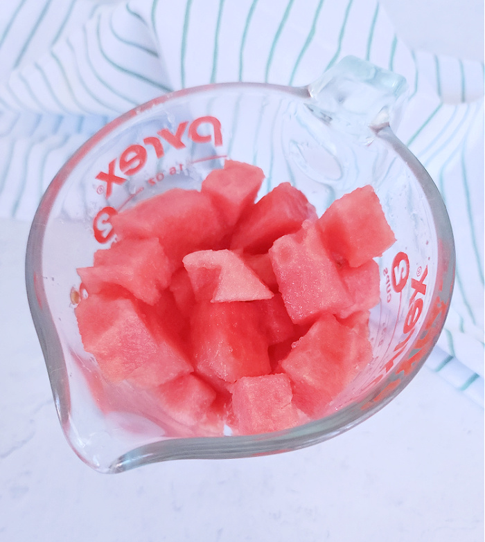 Chopped fresh watermelon for watermelon lemon tea slushie

