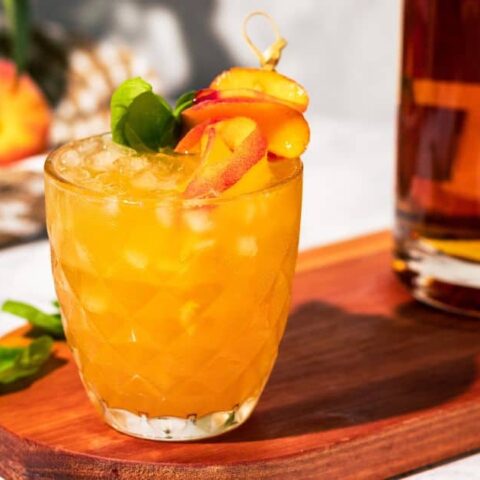 Image for Refreshing Basil Peach Bourbon Smash Recipe