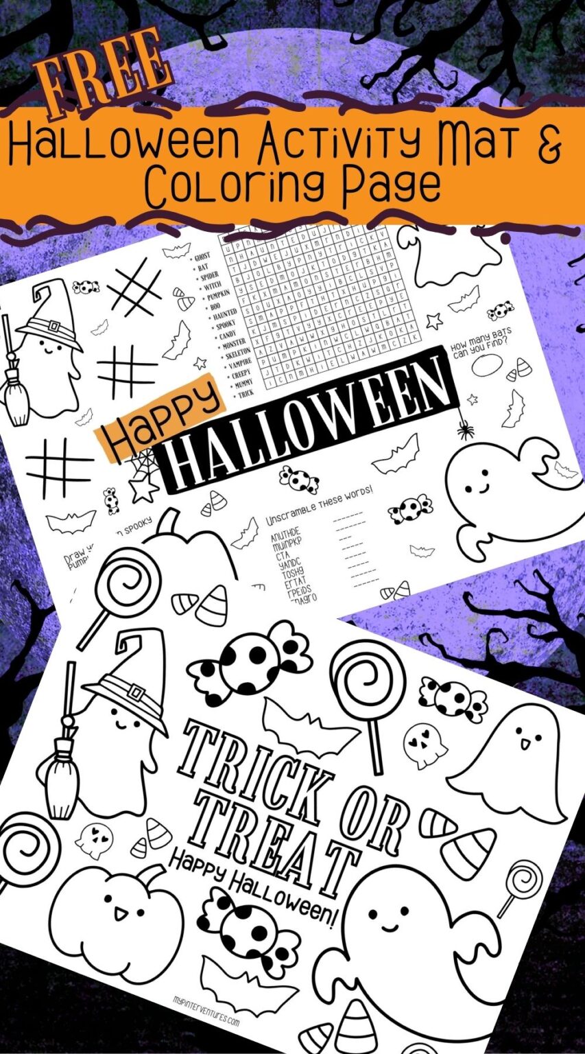 FREE Halloween Activity Mat & Coloring Page - My Pinterventures