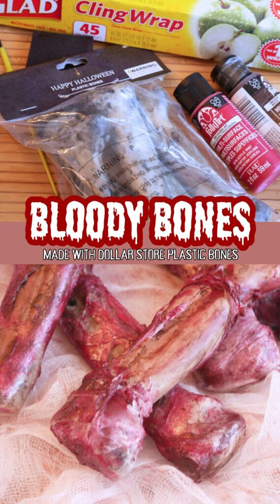 How to Make Bloody Bones with Dollar Store plastic bones.
