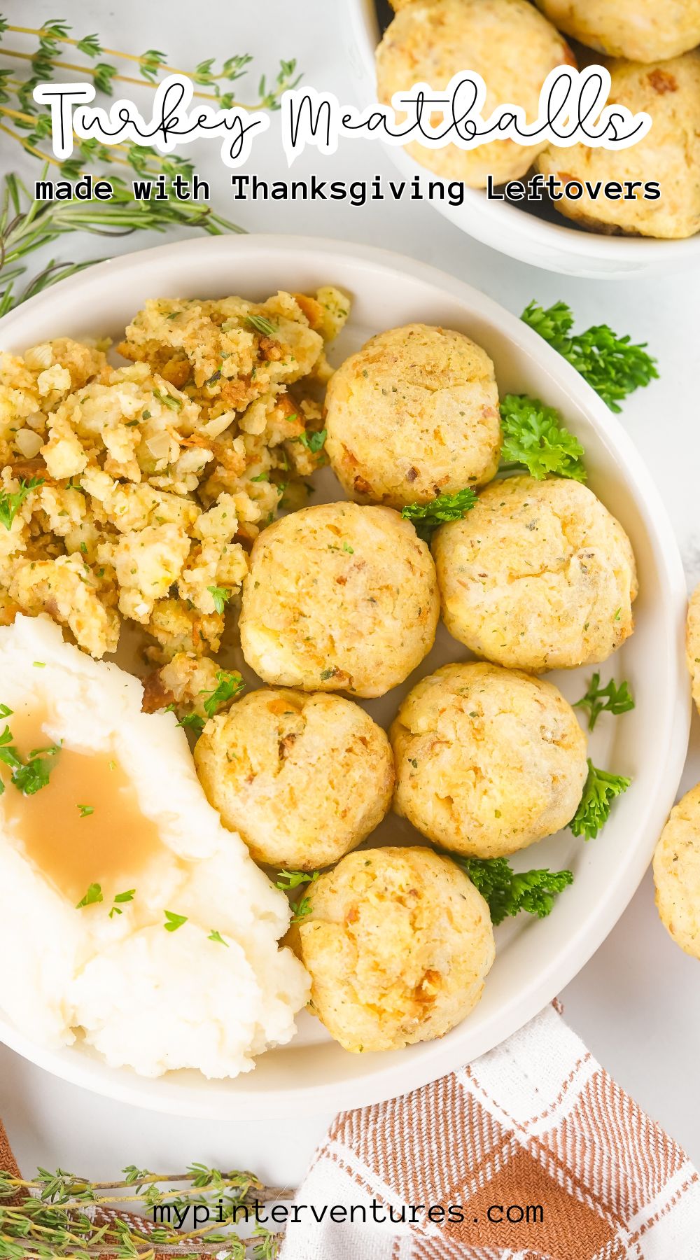 Turkey meatballs made with thanksgiving leftovers recipes.