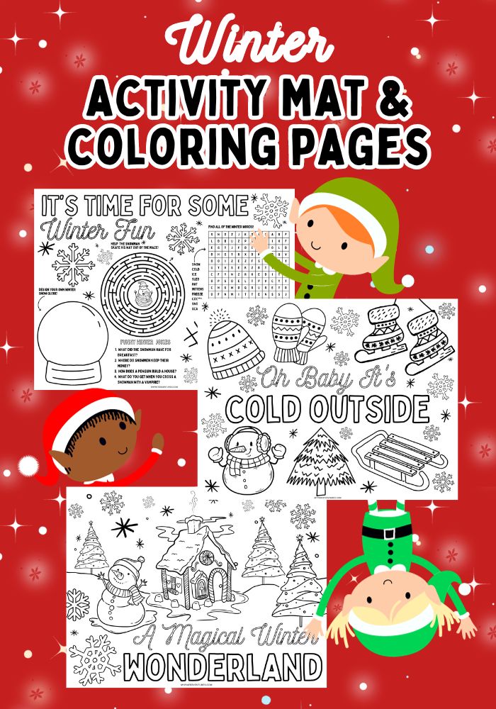 Winter Activity Mat and Coloring Pages
