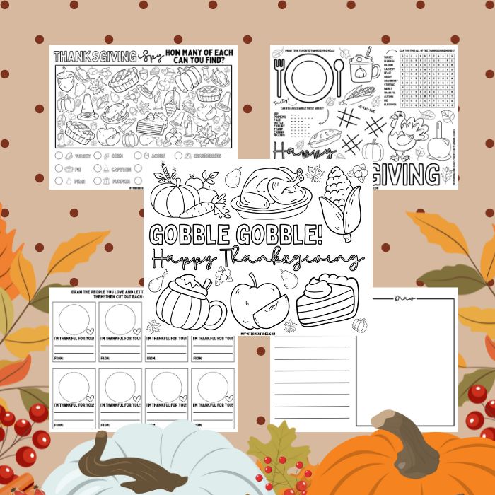 Kids’ Thanksgiving Activity Sheets Printable – 5 Pages