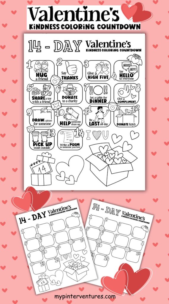 14-Day Kindness Countdown to Valentine's Day Printable.
