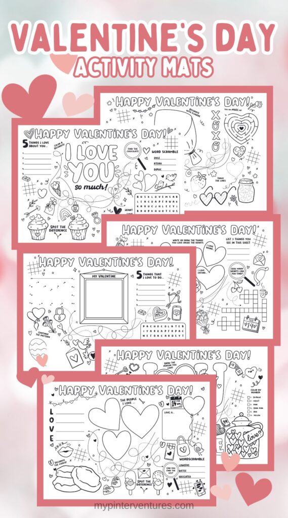 Valentine's Day Activity Mats Printable Pages
