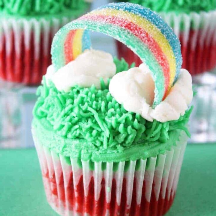 Image for St. Patrick's Day Cupcakes with Sour Power Rainbows