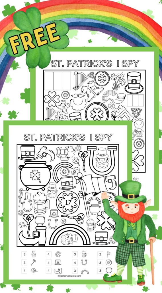 St. Patrick's Day I Spy Coloring Game Printables.

